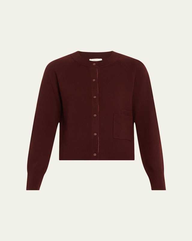 Velvet Trim Wool-Cashmere Cardigan